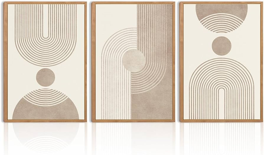 BINCUE Neutral Abstract Wall Art Beige Large Wall Decor Boho Mid Century Modern Artwork Art Print... | Amazon (US)
