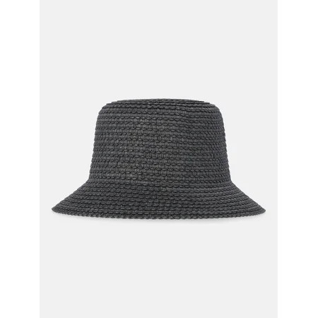 Time and Tru Women's Straw Bucket Hat, Black | Walmart (US)