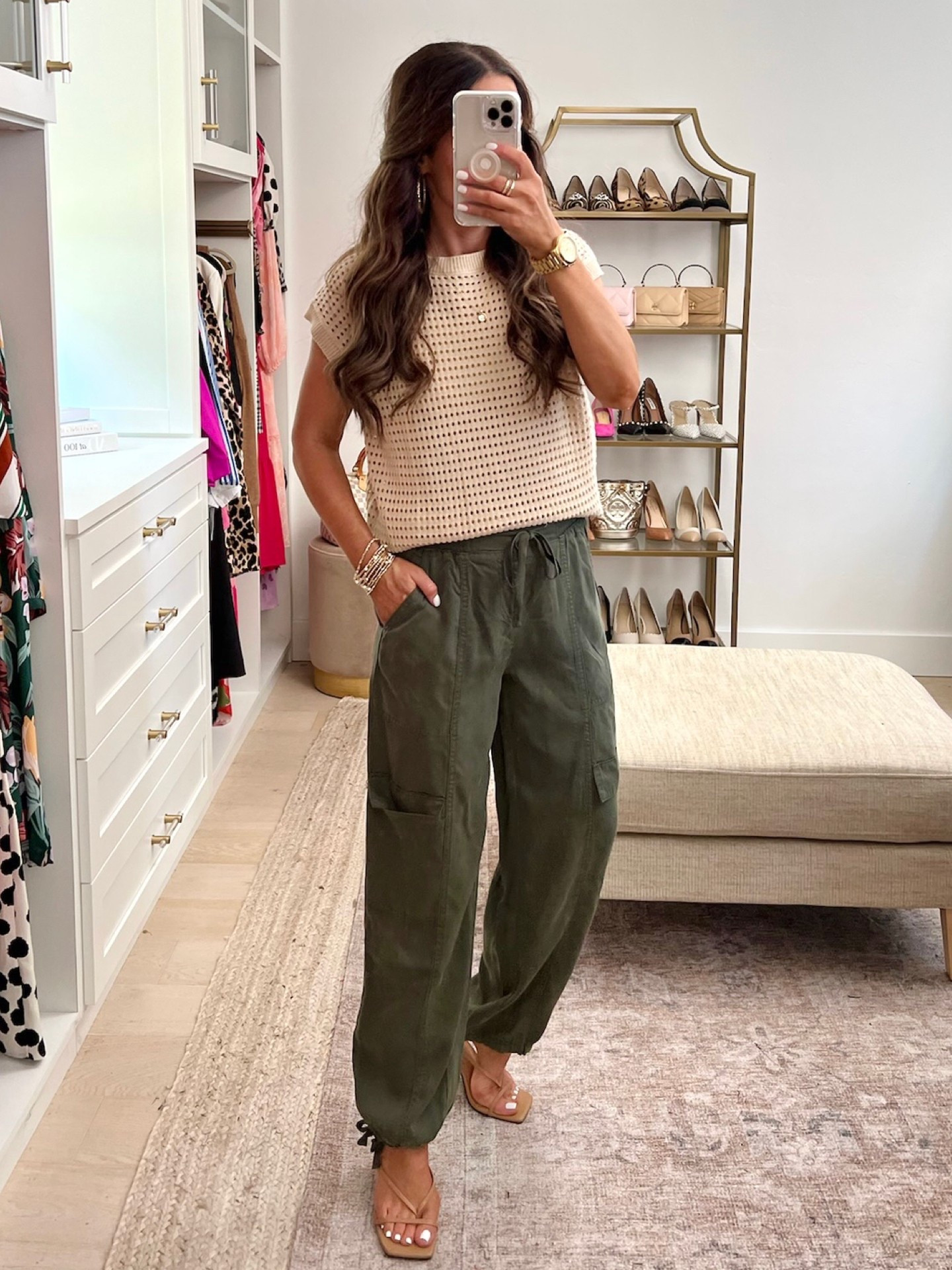 These new jogger pants are so good! We sized down to XS so if you’re between sizes then size down for the best fit. Size small in top 