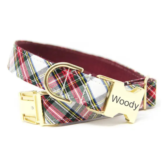 Personalized plaid Dog Collar, Tartan Collar, Red and Green Tartan Collar, The Westwood | Etsy (US)