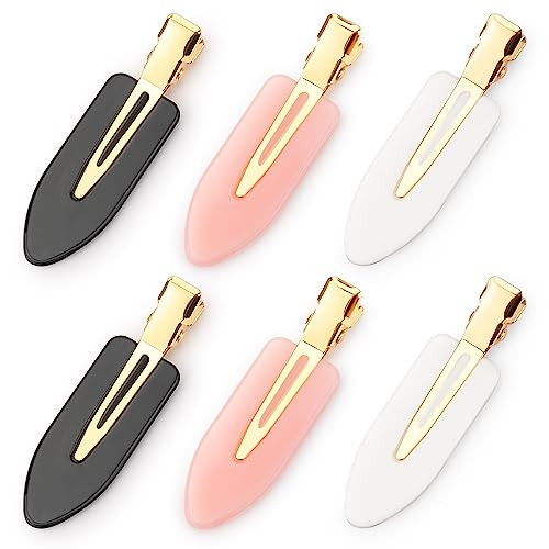 D 6 Pcs Creaseless Hair Clips No bend No Crease Hair Clip Makeup Clips for Women and Girls Flat Hair Clips for Hairstyling Salon Golden Handle | Amazon (US)