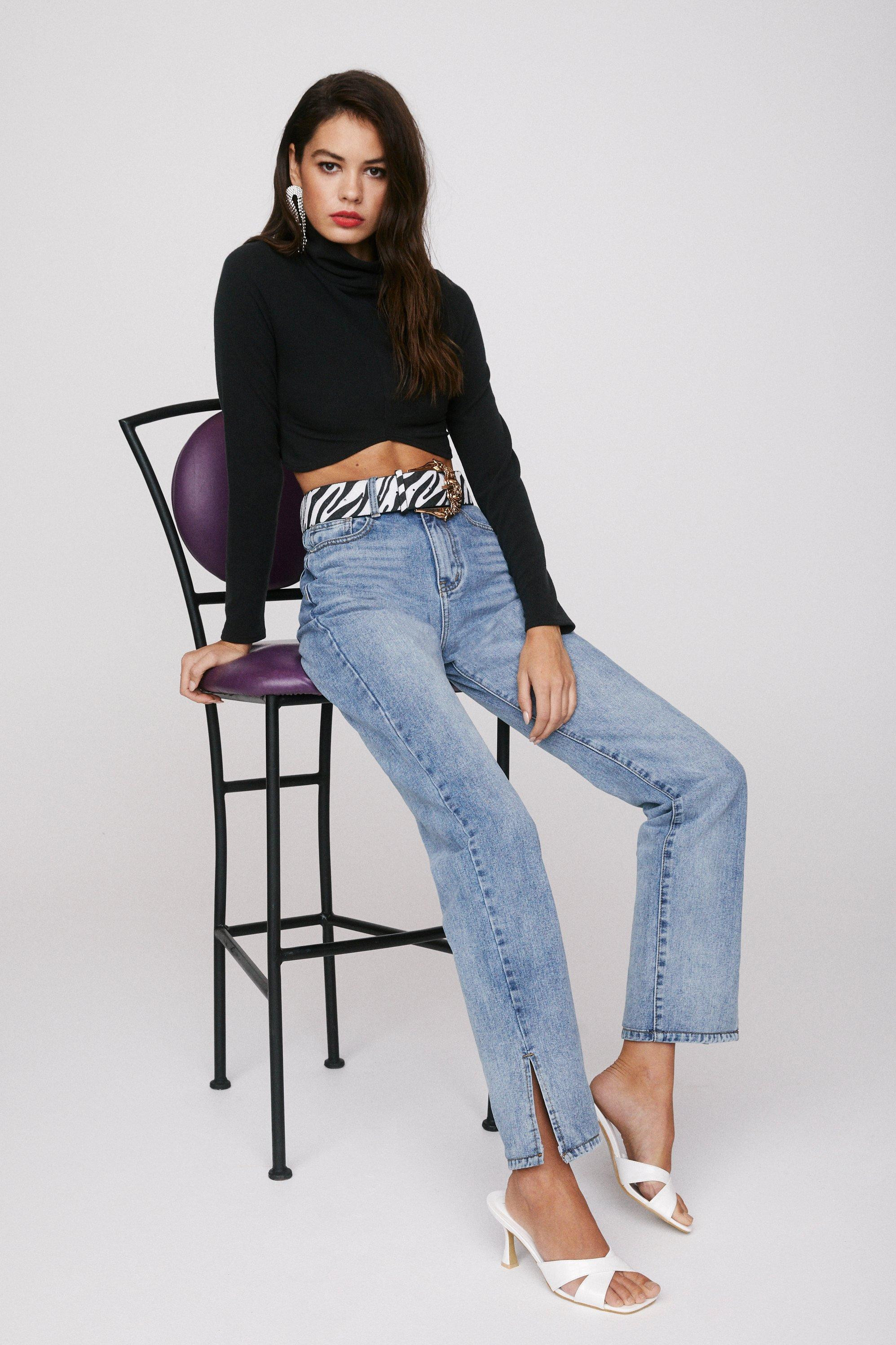Womens Let's Split Straight-Leg Jeans - Vintage Blue | NastyGal (US & CA)