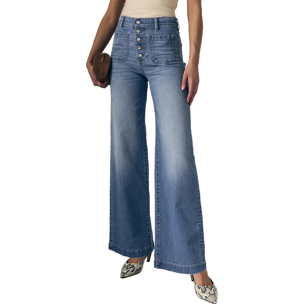LE JEAN Georgia Patch Pocket Wide Leg Jeans in Hidden Gem at Nordstrom, Size 29 | Nordstrom
