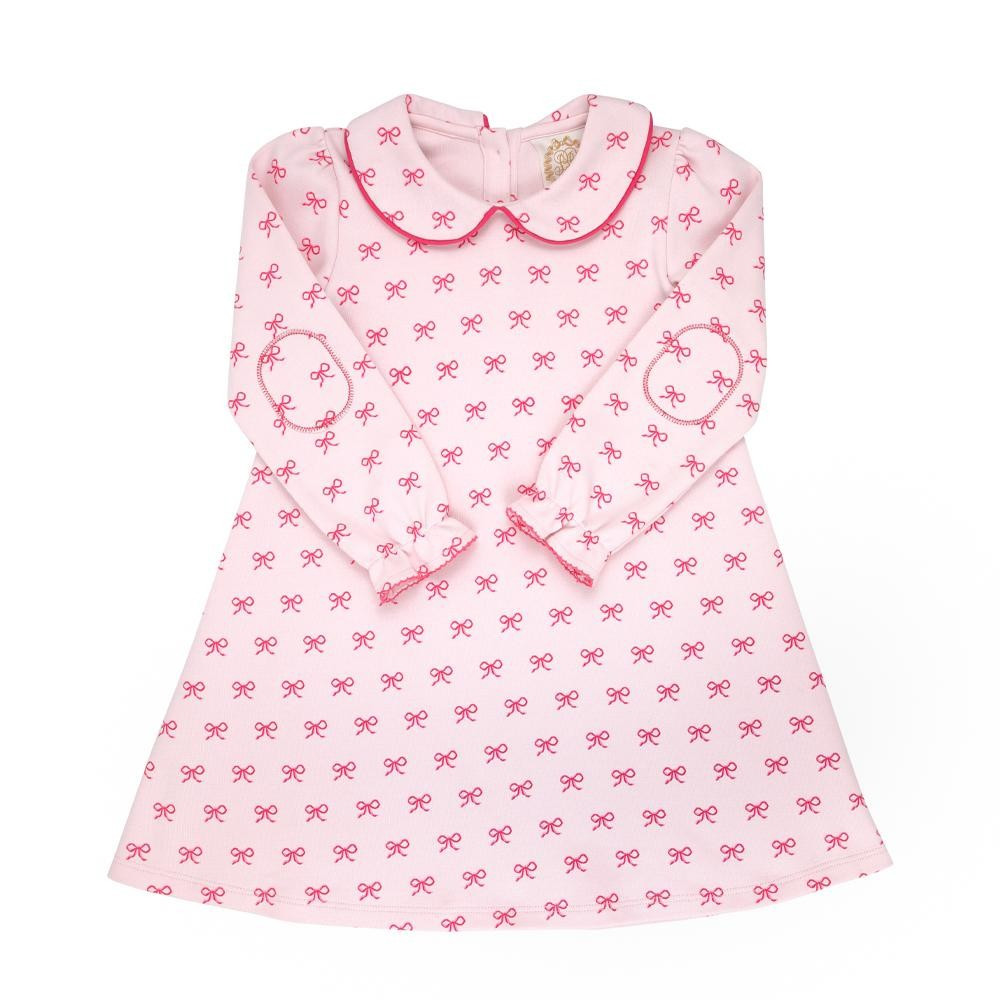 Sadie Sweatshirt Dress - Bea Louise Bow with Raleigh Raspberry | The Beaufort Bonnet Company