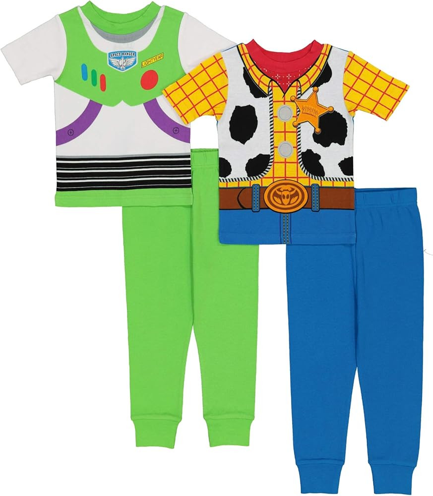 Disney Boys' 4-Piece Snug-fit Cotton Pajama Set, Soft & Cute for Kids | Amazon (US)