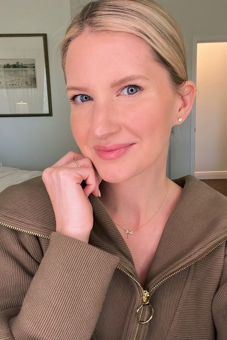 Quick and easy beauty routine this morning. Using theYSL 24hr foundation - color LN4 // lipstick “12” // rare beauty blush “hope”. Half zip sweatshirt, and the size medium. #sephora #beautyhaul #anthropologie 

#LTKbeauty #LTKFind #LTKunder100