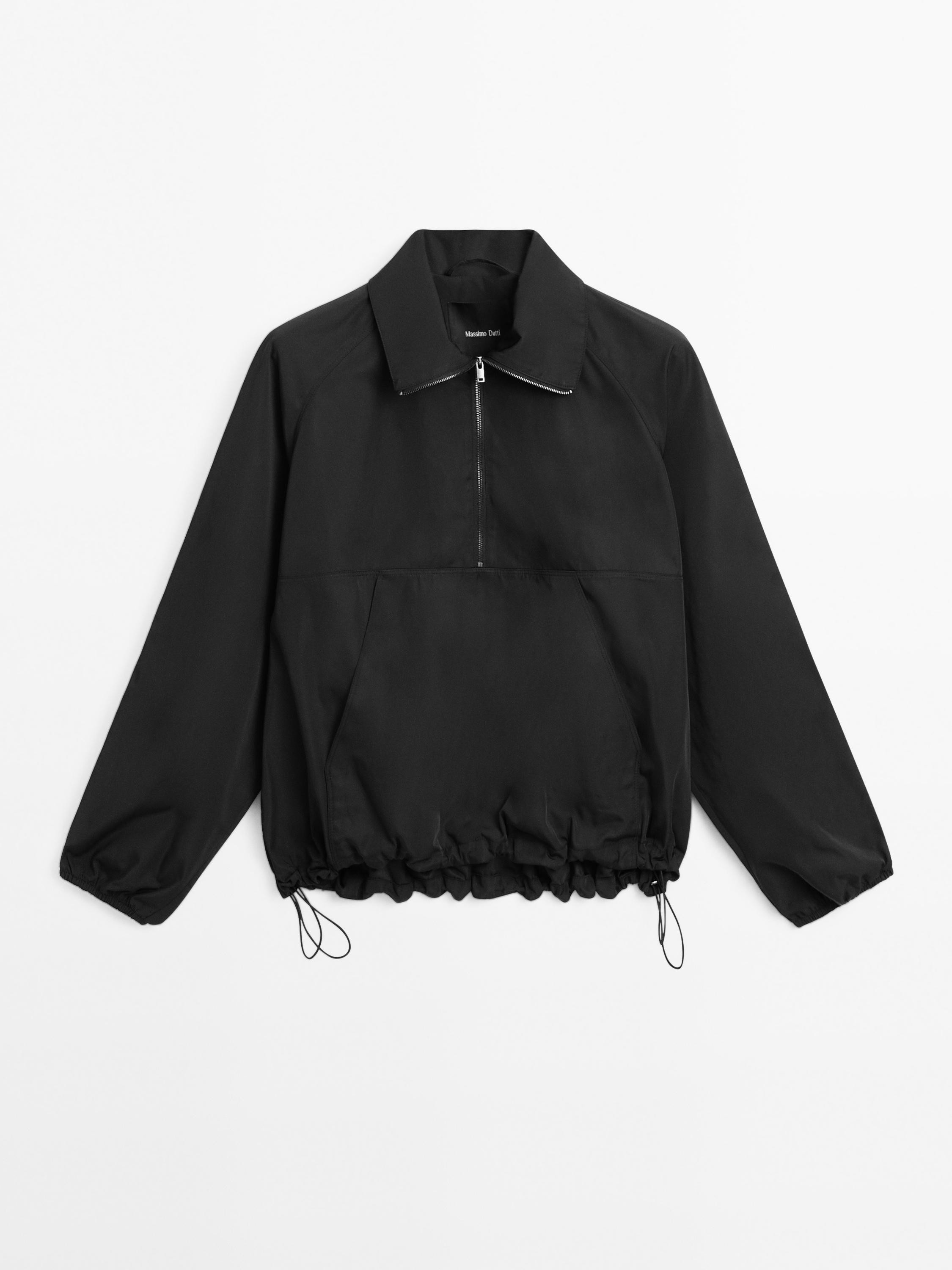 Technical fabric sweatshirt with zip detail | Massimo Dutti UK