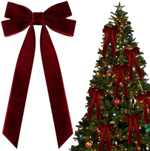 10 PCS Velvet Christmas Tree Bows with Hair Clip, 2025 New Velvet Christmas Tree Bow for Gift, Vi... | Amazon (US)