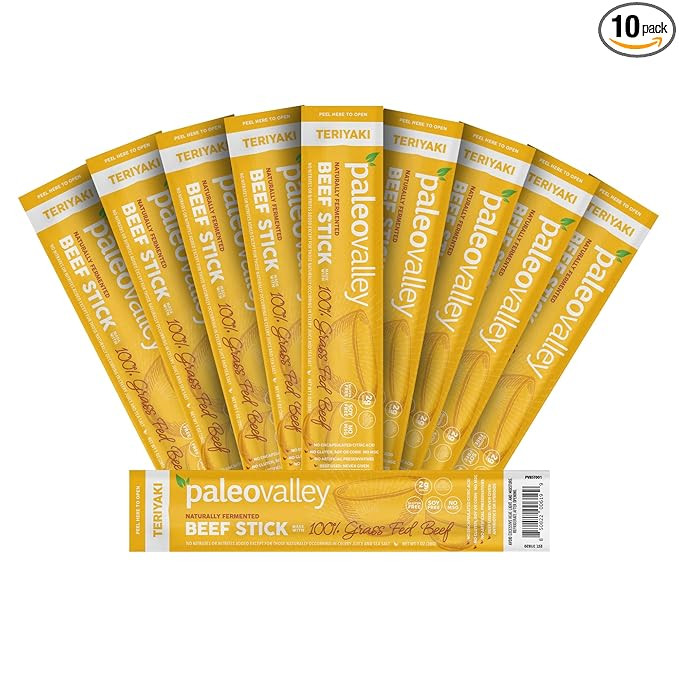 Paleovalley 100% Grass Fed Teriyaki Beef Sticks - Delicious Gluten Free Beef Snack - High Protein... | Amazon (US)