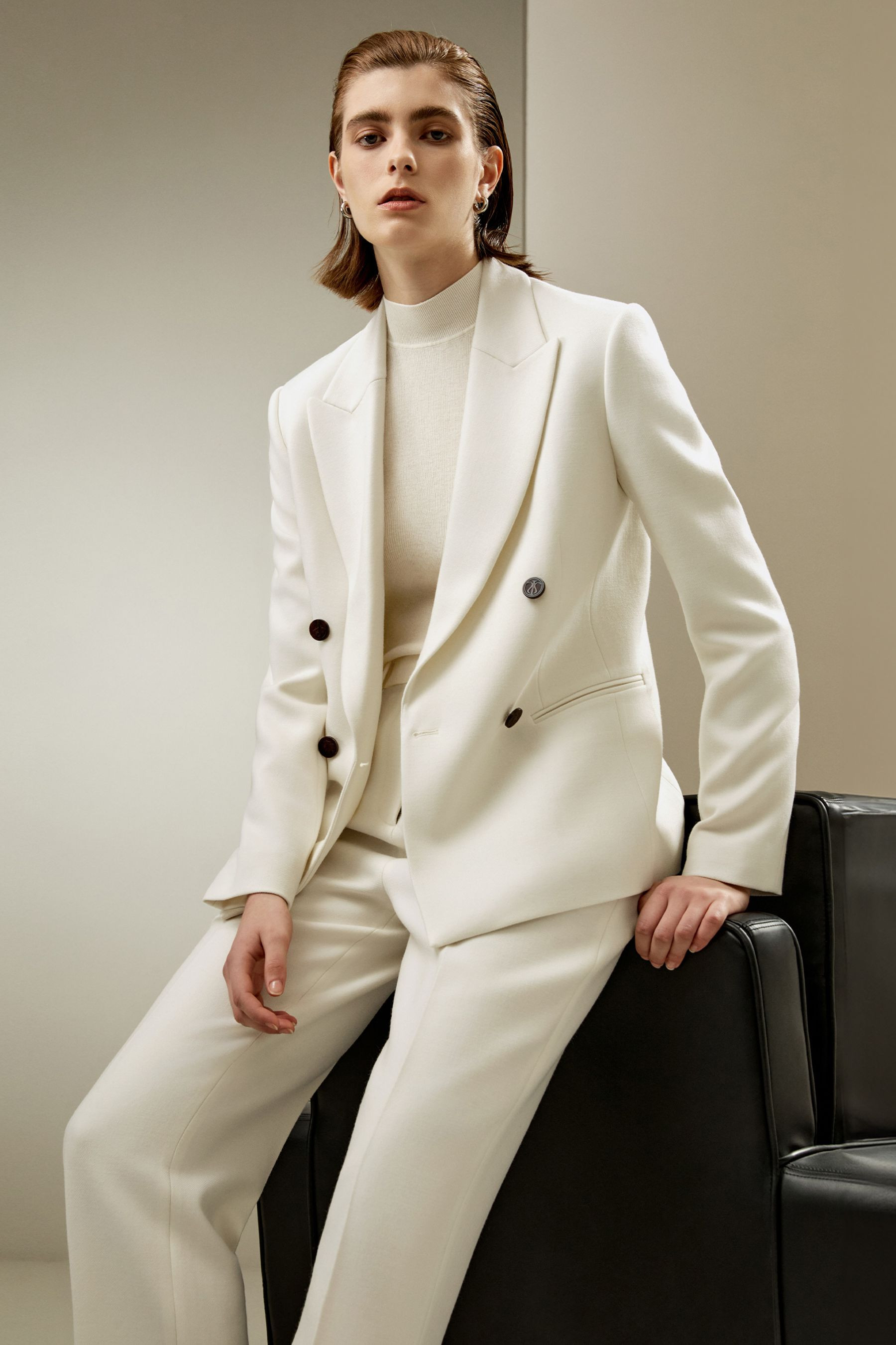 Double-Breasted Wool Blazer | LILYSILK