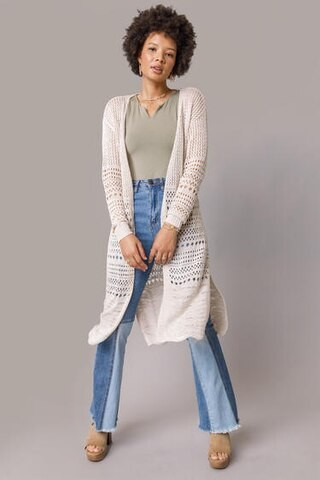 Nicolette Open Pointelle Duster  - francesca's | Francesca's