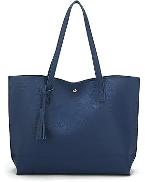 Women Tote Bags Top Handle Satchel Handbags PU Faux Leather Tote Bag with Tassel Shoulder Purse | Amazon (US)