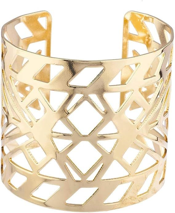 Lux Accessories Gold Tone Aztec Style Geo Cutout Bracelet Cuff | Amazon (US)