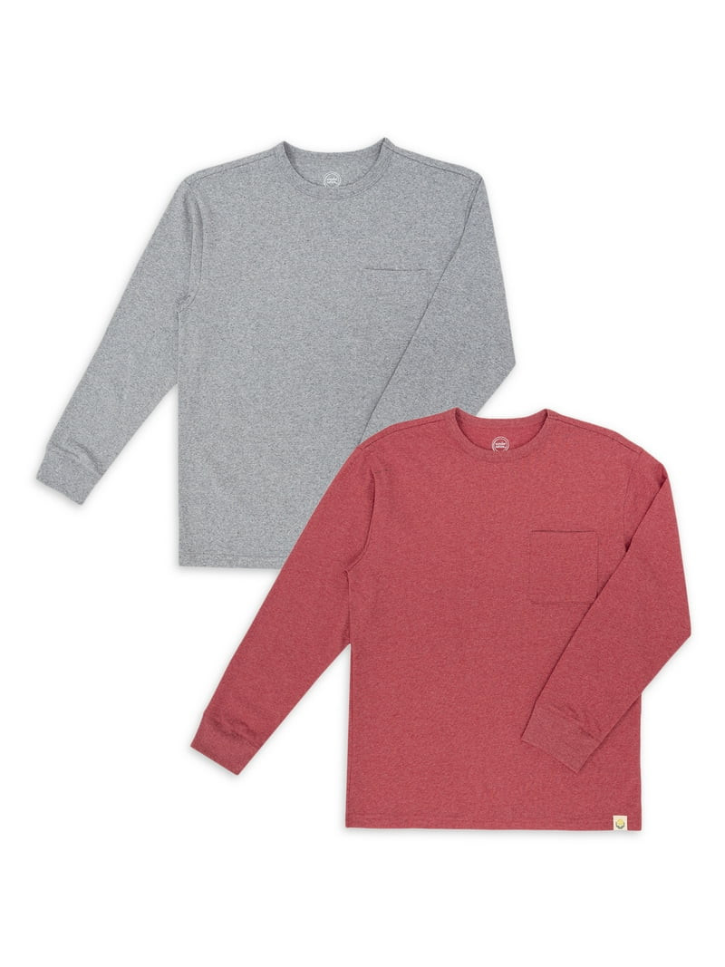 Wonder Nation Boys Long Sleeve Pocket T-Shirt, 2-Pack, Sizes 4-18 & Husky | Walmart (US)