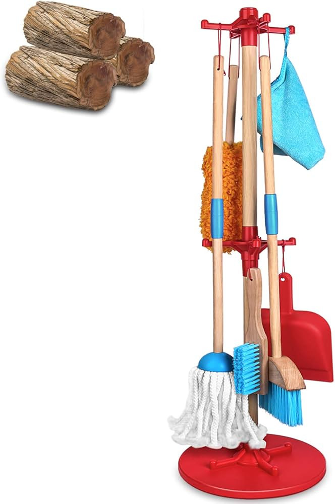AOKESI Kids Cleaning Set 7 Piece - Wooden Detachable Toy Cleaning Set Includes Housekeeping Broom... | Amazon (US)