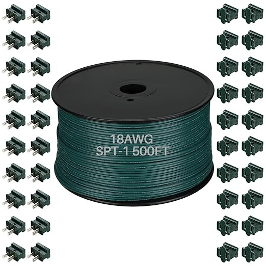 Kanayu 500ft SPT-1 High Voltage Landscape Wire 18 Awg 10 Amps Outdoor Electrical Extension Cord W... | Amazon (US)