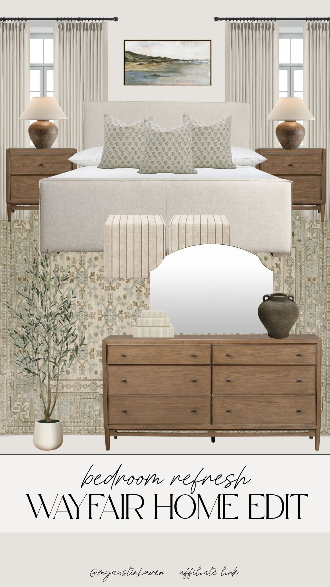 Give your bedroom a soft, timeless refresh. 🤍 Warm woods, layered neutrals and classic pieces that make the space feel calm and elevated. All from wayfair ✨

Bedroom refresh ideas, neutral bedroom decor, wayfair home finds, classic bedroom style, warm wood furniture, timeless home aesthetic, layered neutrals, cozy bedroom design, traditional home decor, upholstered bed, nightstand styling, neutral rug bedroom, calming home decor, soft minimalist style, elegant bedroom ideas, light and airy home, everyday luxury home, serene bedroom inspo 

 #LTKHome