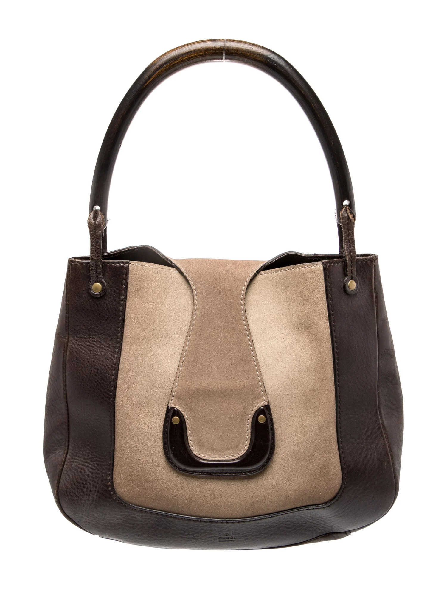 Gucci Leather Vintage suede and brown leather handbag Vintage - Brown Shoulder Bags, Handbags - G... | The RealReal