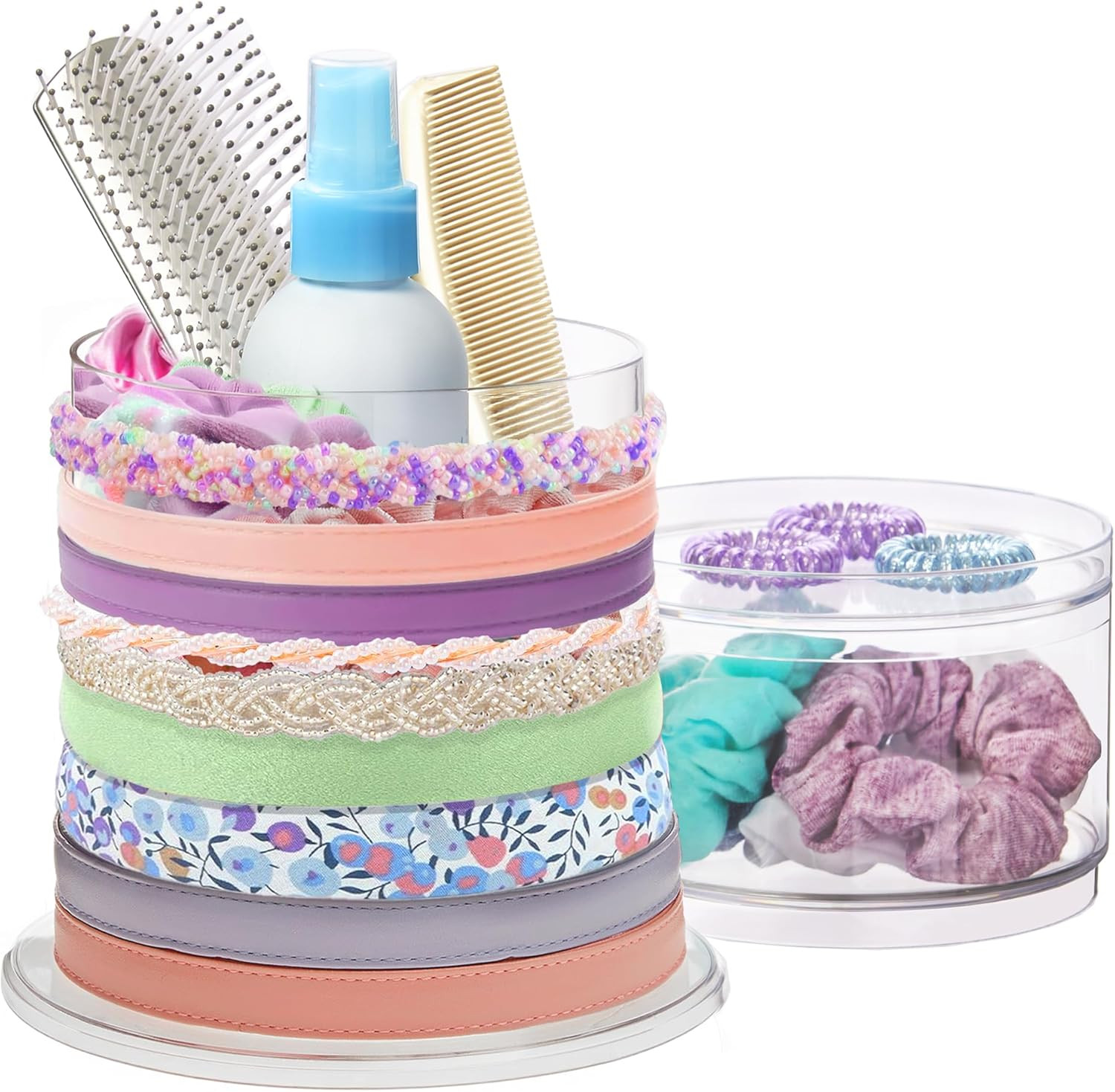 STORi Bella Stackable Clear Plastic Hair Accessory Organizer Set | Round Headband and Hairbrush H... | Amazon (US)