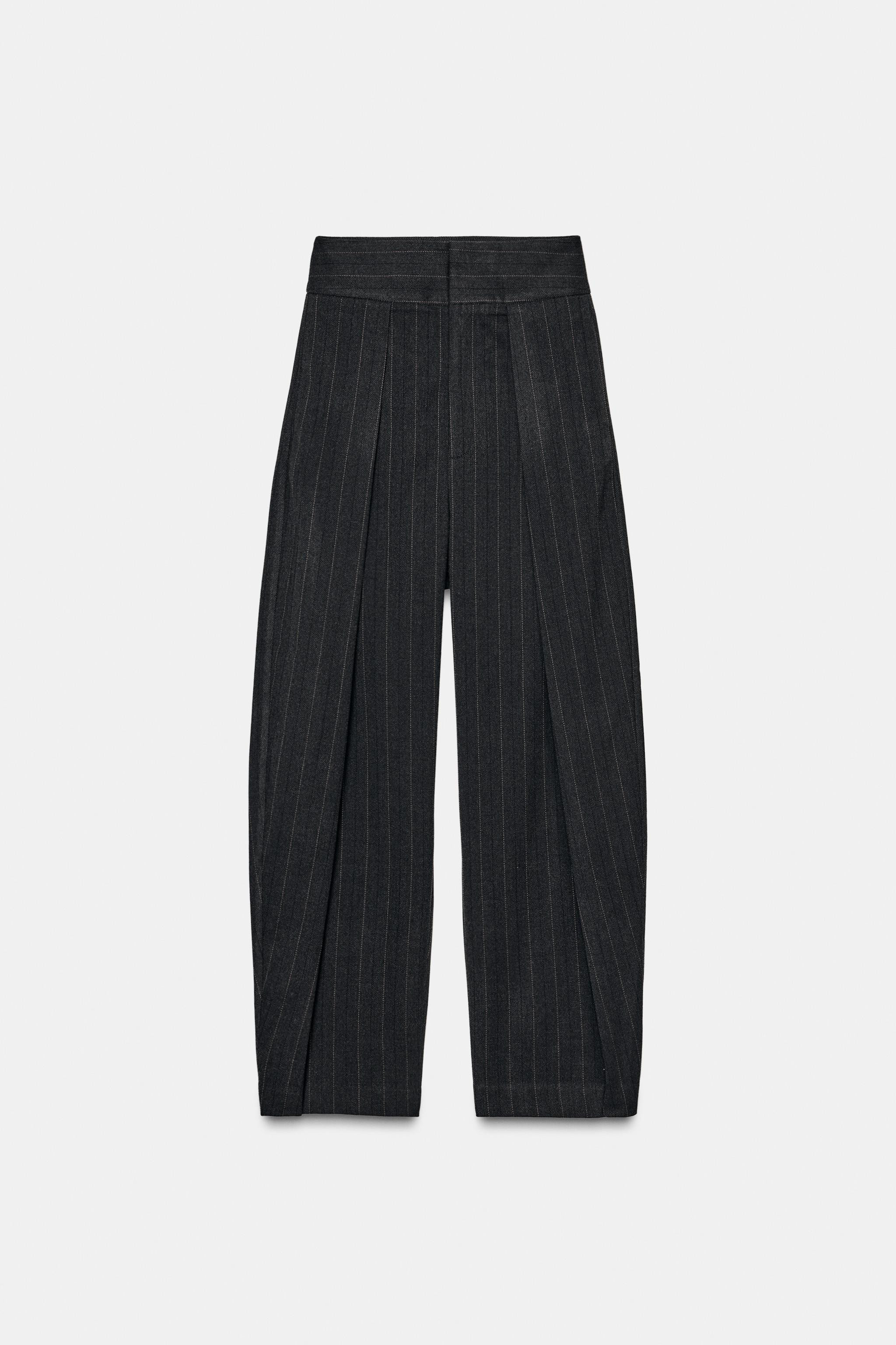 BALLOON STRIPED PLEATED TROUSERS | Zara UK