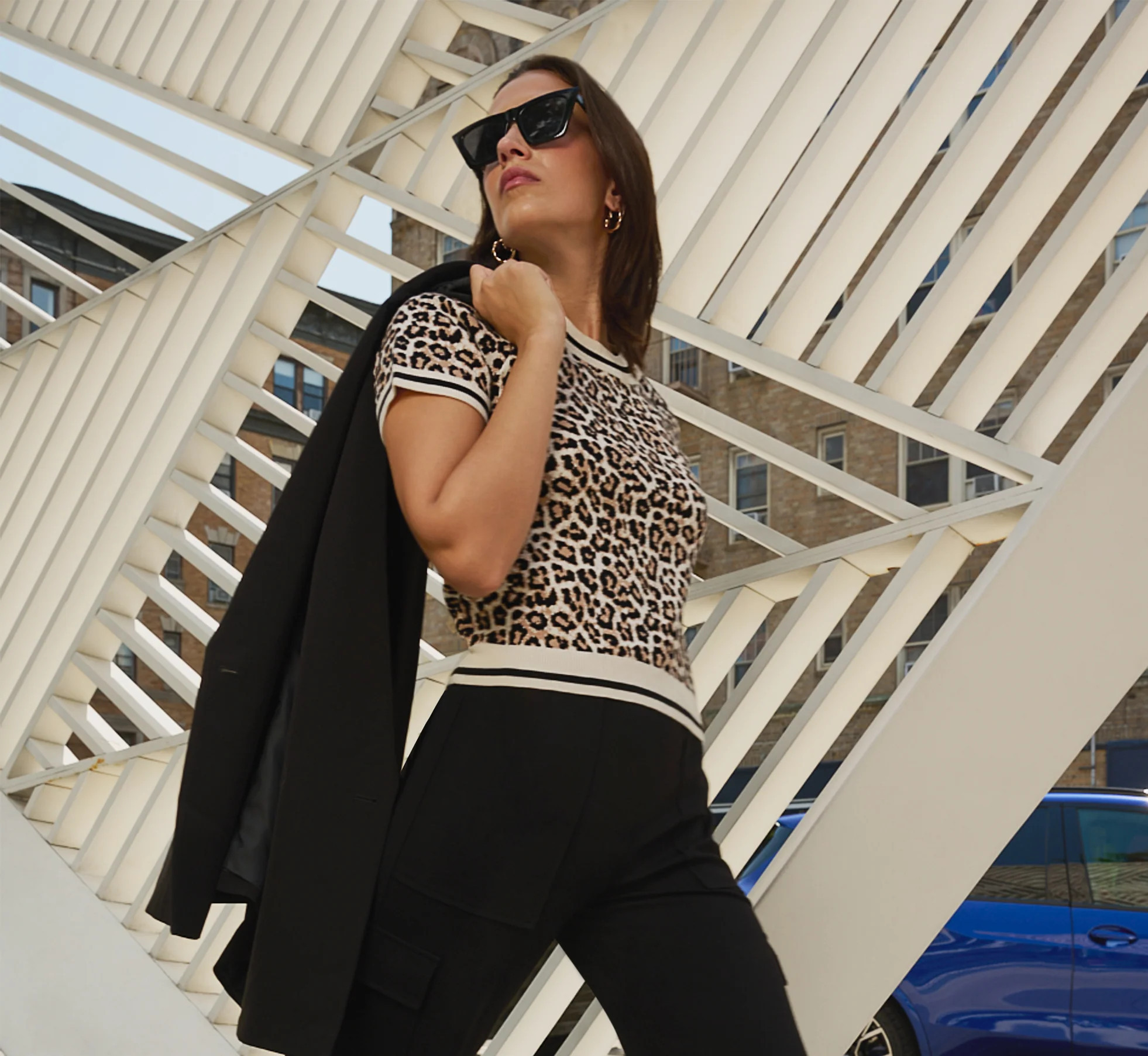 Short Sleeve Chain Patterned Knit Top In Bengal Cheetah | Adrianna Papell