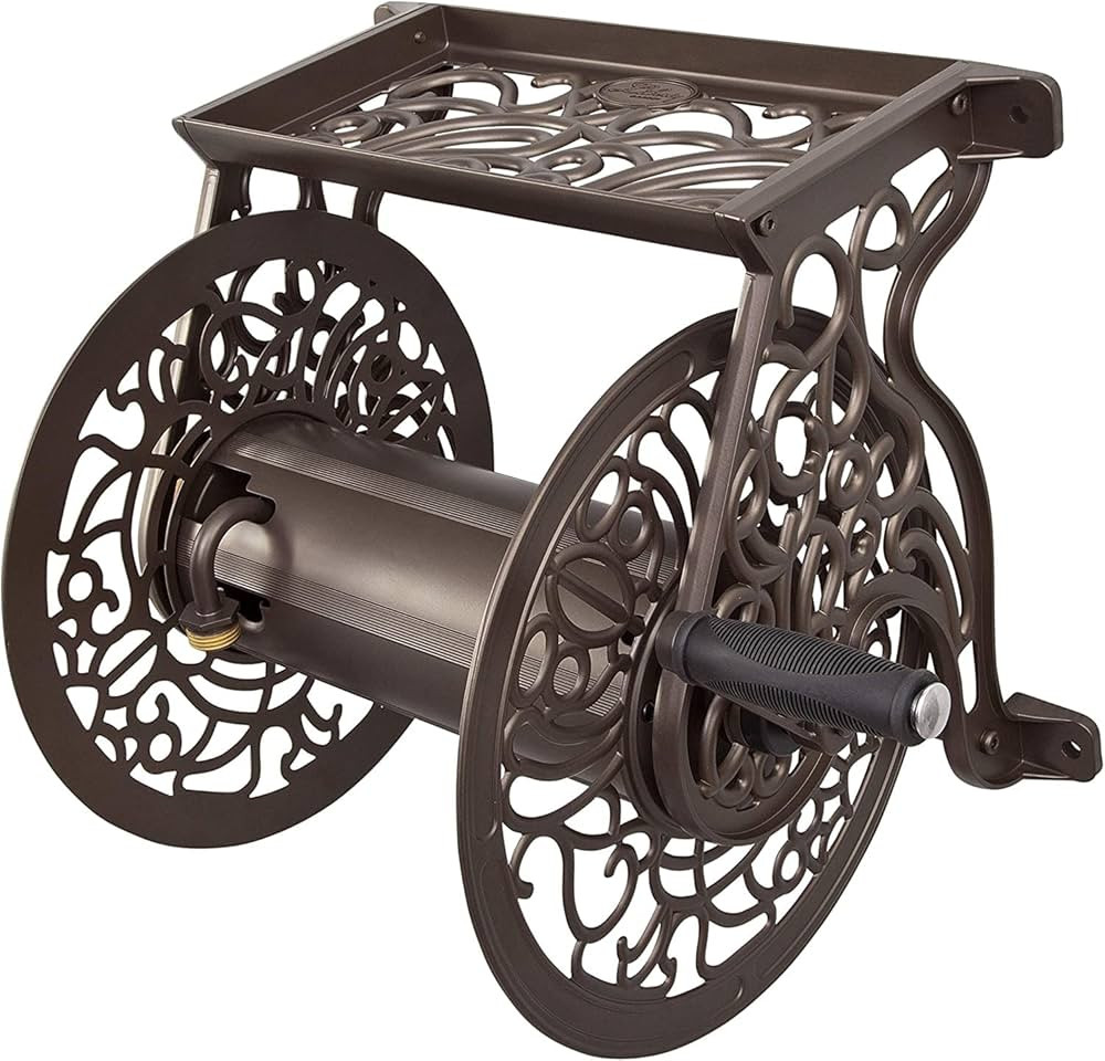 Liberty GARDEN 704 Decorative Cast Aluminum Wall Mount Garden Hose Reel, Holds 125-Feet of 5/8-In... | Amazon (US)