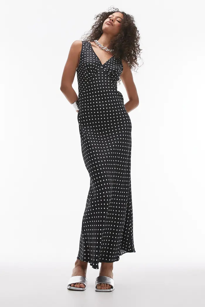 Topshop Polka Dot Satin Maxi Dress | Nordstrom | Nordstrom