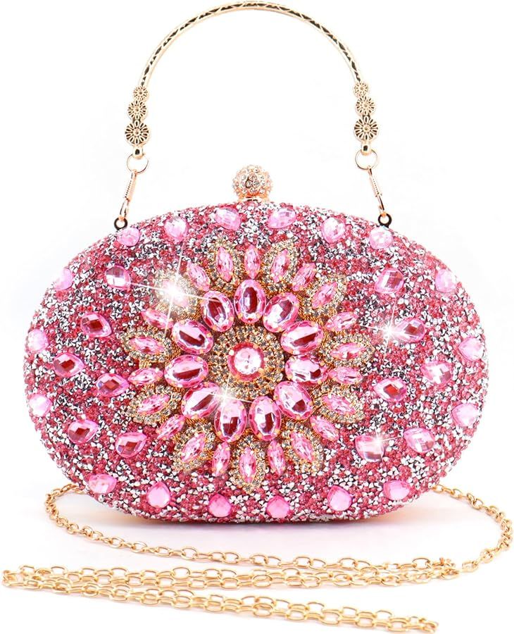 LADIHAB Crystal Clutch Purse Jeweled Purses Rhinestone Clutch for Women Bling Glitter Diamond Bag... | Amazon (US)