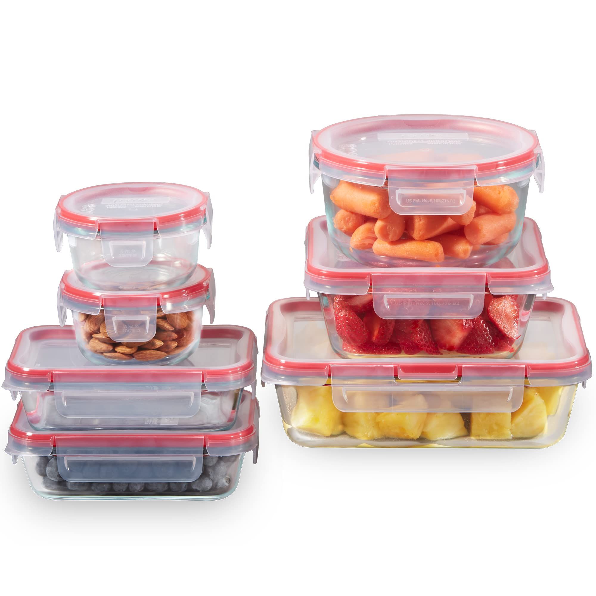 Pyrex Freshlock 14-Piece Mixed Size Glass Food Storage Meal Prep Container Set, Airtight & Leakpr... | Amazon (US)