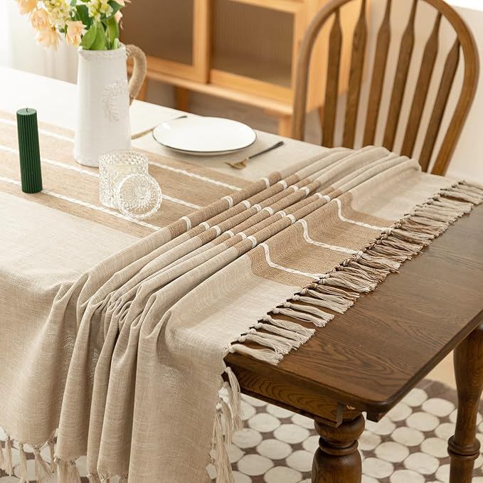INUTOWA Waterproof Rectangle Tablecloth - Handmade Linen Table Cloth Rustic Fabric Heavy Duty Rus... | Amazon (US)