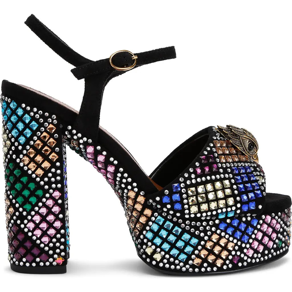 Kurt Geiger London Kensington Jeweled Ankle Strap Platform Sandal in Charcoal at Nordstrom, Size 7.5Us | Nordstrom