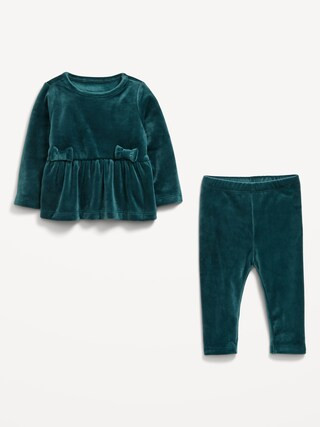 Cozy Velour Peplum Top and Leggings Set for Baby | Old Navy (US)