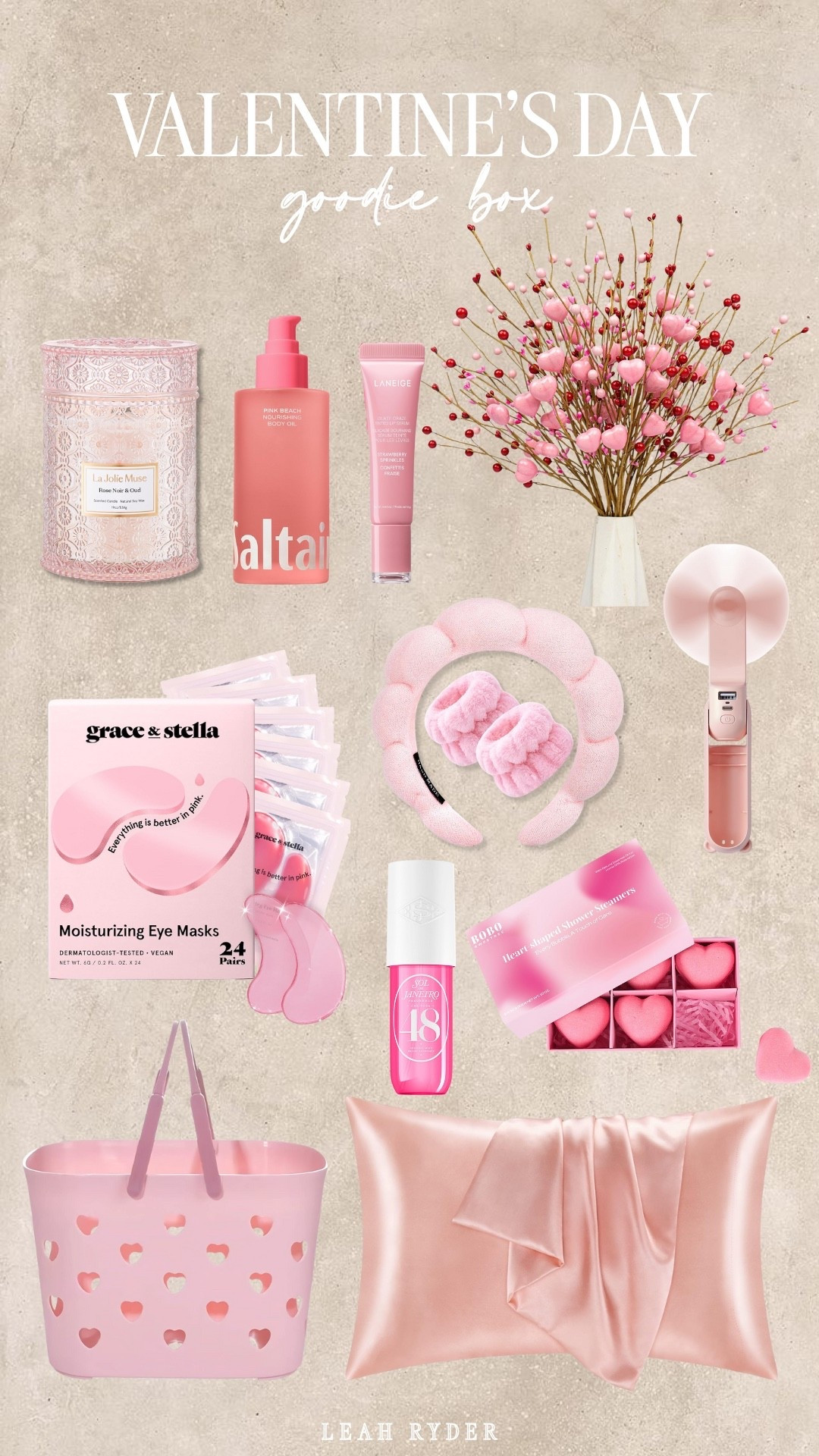 This Valentine’s Day goodie box is filled with cozy, pink-toned self-care and beauty favorites that make gifting easy and thoughtful. It includes popular Valentine’s gifts like candles, skincare, hair accessories, and soft satin essentials. These Valentine’s Day gift ideas for her focus on relaxation, comfort, and everyday luxury. Perfect for girlfriends, friends, or self-care nights, this curated box creates a complete Valentine’s Day experience.

#LTKmomlife #LTKFindsUnder50 #LTKselfcare