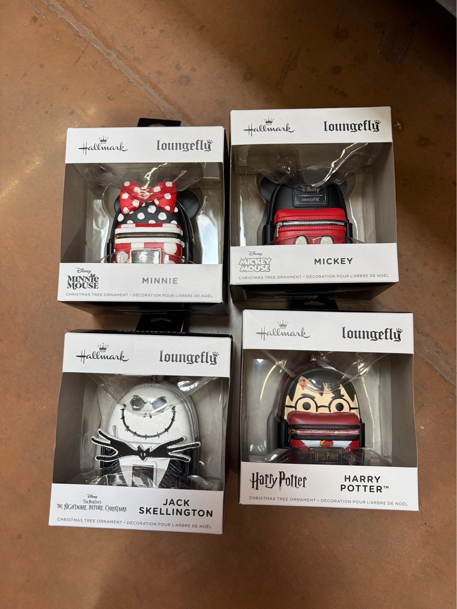 Cute Disney and Harry Potter Loungefly backpack Christmas ornaments from Walmart!