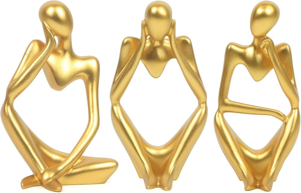 fumisee 3Pcs Abstract Thinker Statue Set Mini Resin Thinker Statue Suit for Modern Home Office Bo... | Amazon (US)