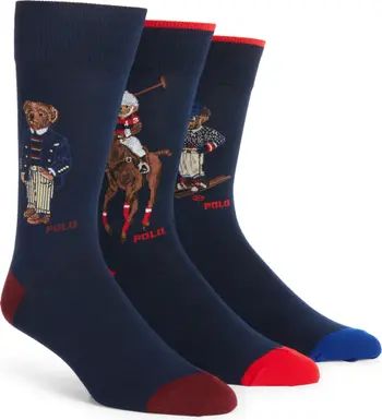 Assorted 3-Pack Polo Bear Dress Socks Gift Box | Nordstrom