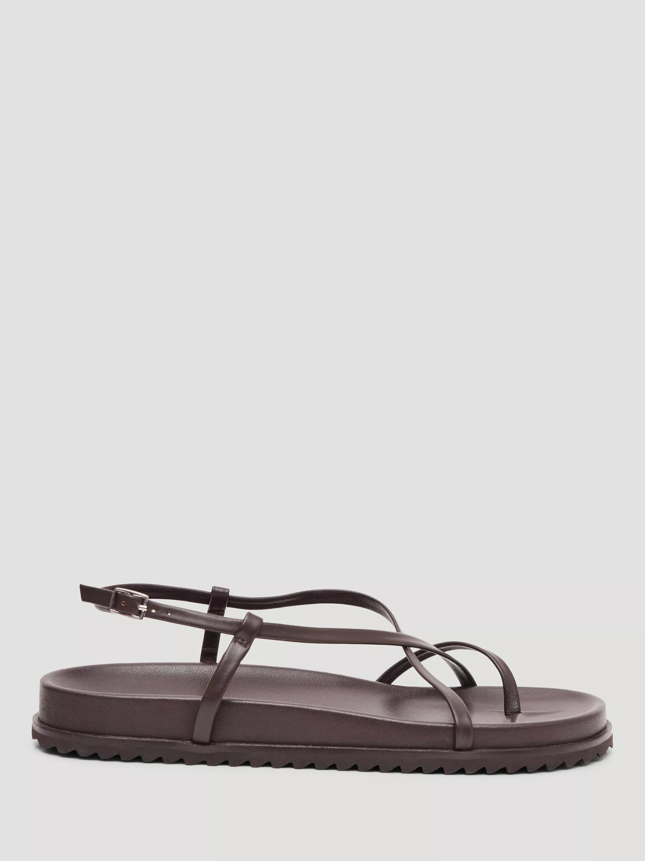 HUSH Theo Leather Strappy Footbed Sandals, Burgundy | John Lewis (UK)