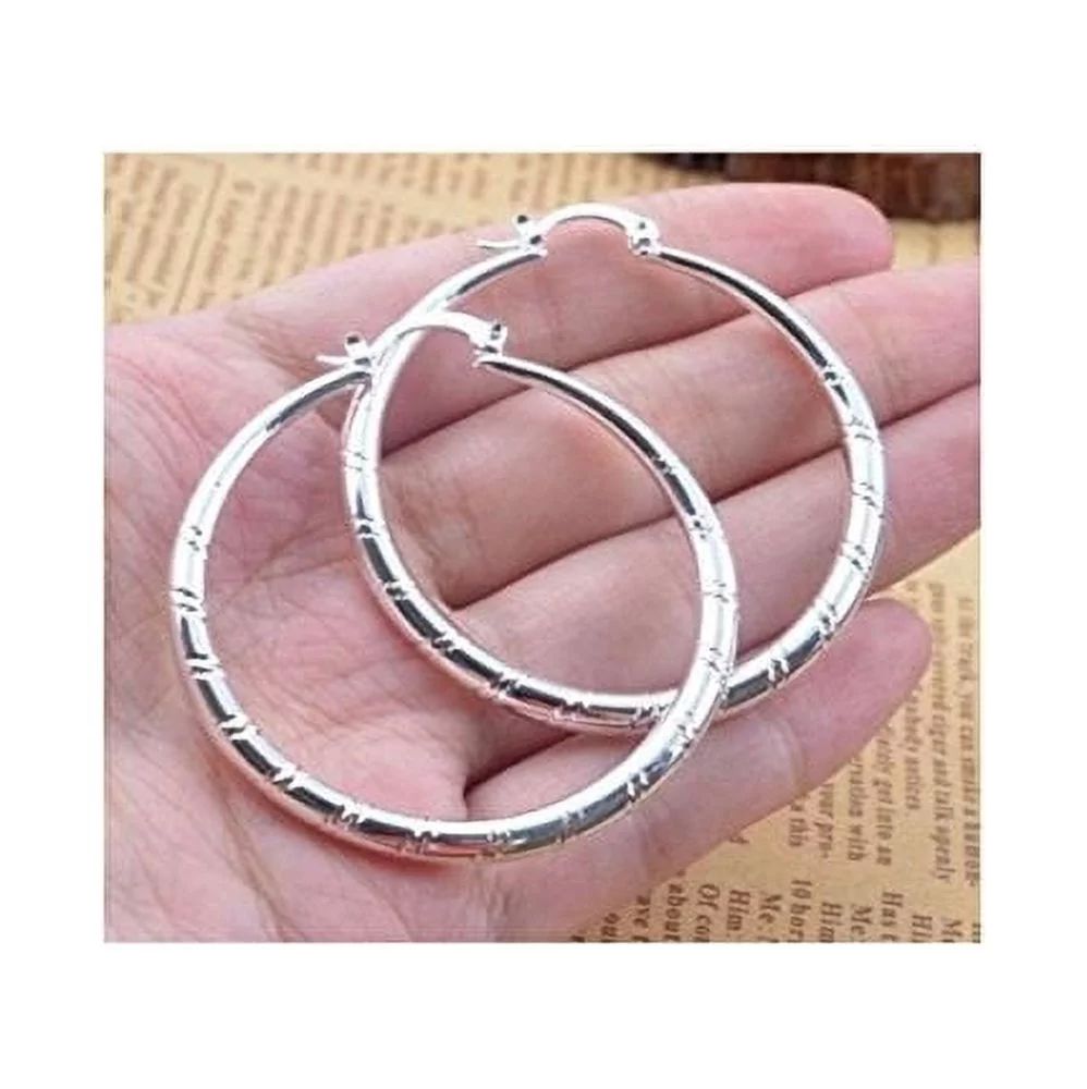 saengthong women fashion 925 sterling solid silver ear stud hoop earrings wedding jewelry | Walmart (US)