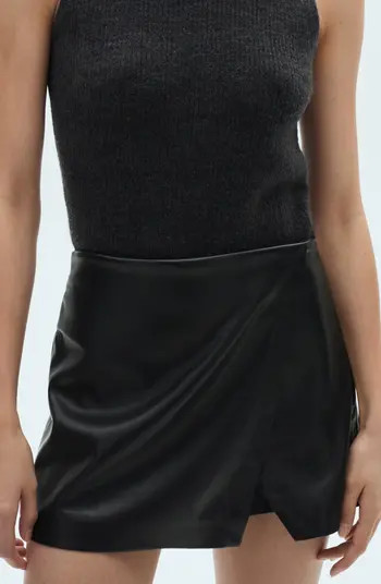 MANGO Faux Leather Wrap Miniskort | Nordstrom | Nordstrom