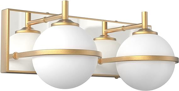 Aipsun Gold Bathroom Vanity Lighting Fixtures Mid Century Modern Stainless Steel 2 Lights Vanity ... | Amazon (US)