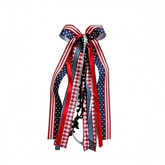 Patriotic Fourth Of July Bow Decoration Red White Blue Ribbon Bow for Wreath Door Party Decor Ind... | Walmart (US)