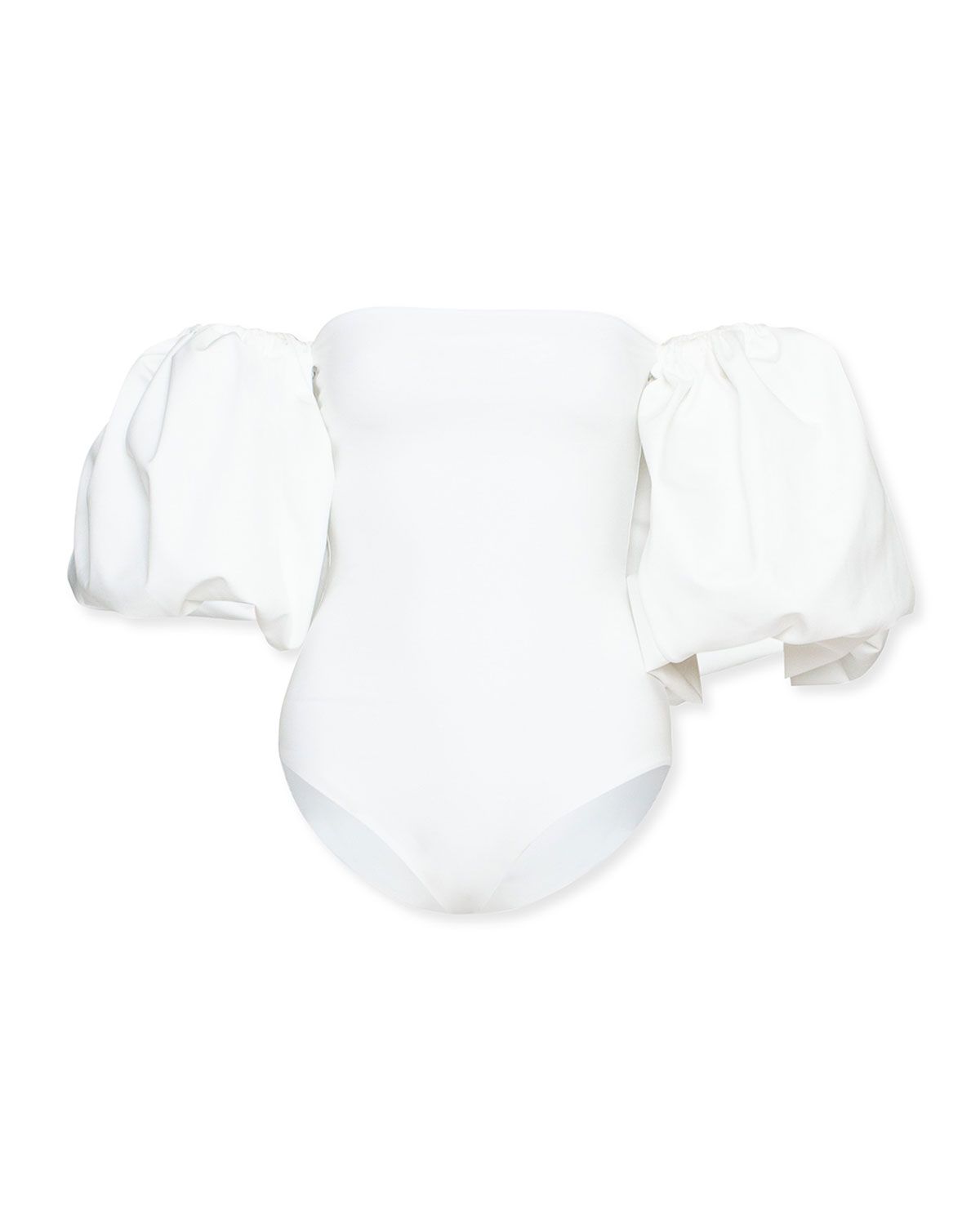 Theo Blouson-Sleeve One-Piece Swimsuit | Neiman Marcus