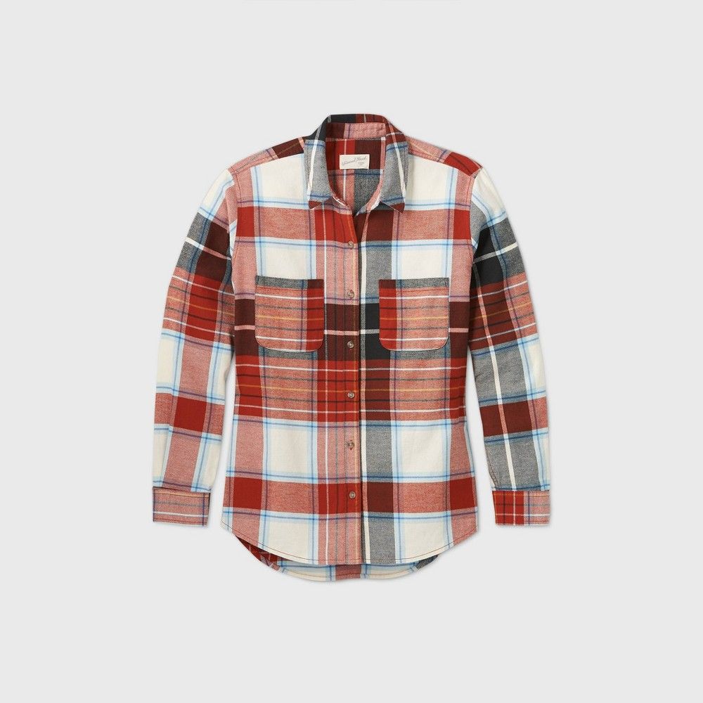 Women's Plaid Long Sleeve Button-Down Flannel Shirt - Universal Thread XS, MultiColored | Target
