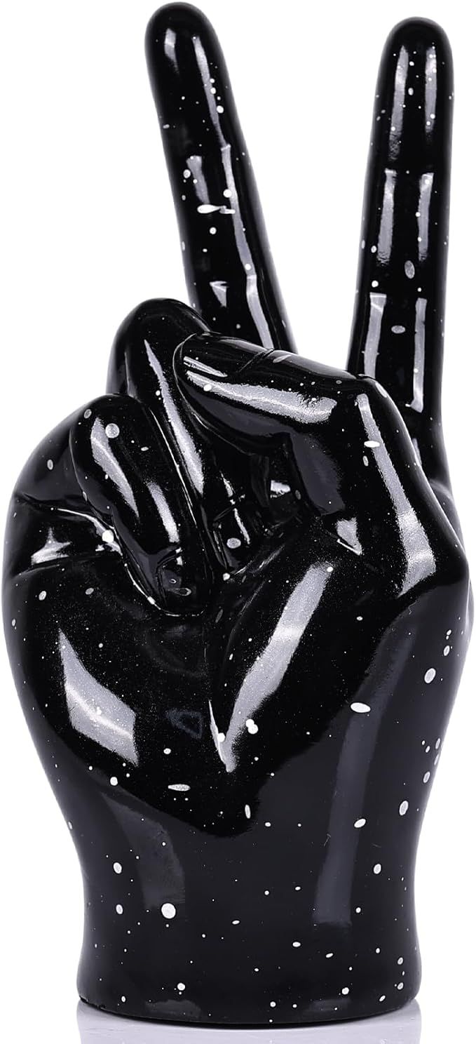 GAOSHENG Black Decor, Black Gesture Statues and Sculptures, Resin Gesture Hand Sculpture Finger S... | Amazon (US)