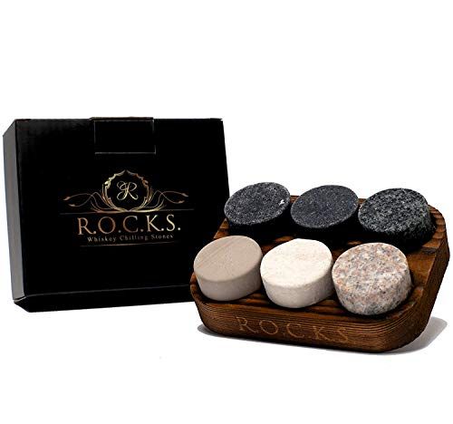 Whiskey Chilling Stones - Set of 6 Handcrafted Premium Granite Round Sipping Rocks - Hardwood Pre... | Amazon (US)