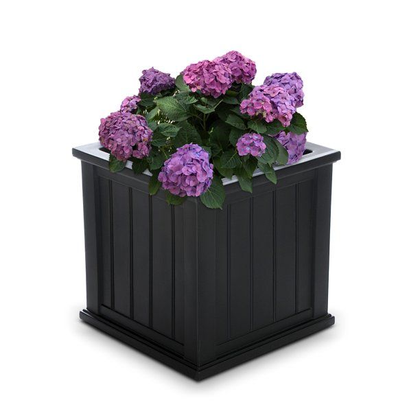 Mintra Home 7" x 7" x 7" Square Black Plastic Plant Pot with Drainage Hole - Walmart.com | Walmart (US)