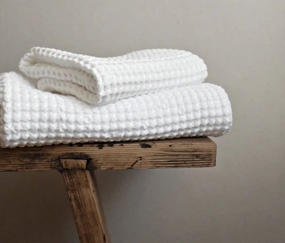 Linen bath towel- large sauna/ spa towel- gift- white- waffle towel | Etsy (AU)