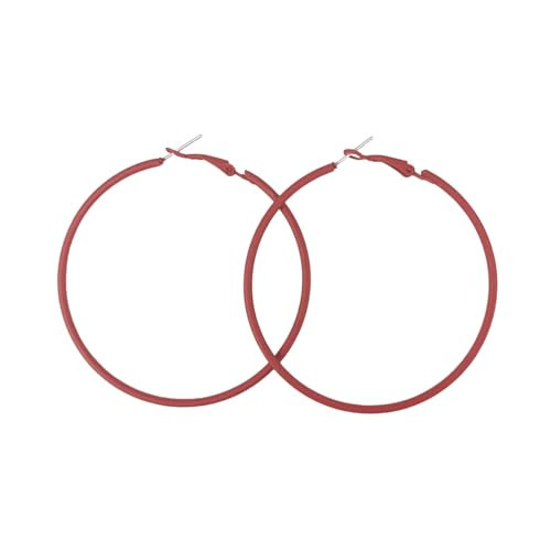 Red Hoop Earrings for Women 60MM Big Stainless Steel Hoops 80s 90s Large Retro Neon Earrings Party Dangle Earrings Accessories Gift | Amazon (US)