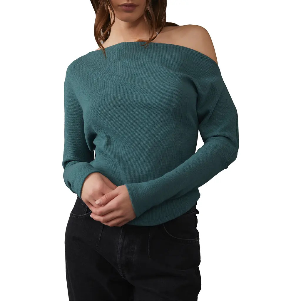 Free People We the Free Fuji Off the Shoulder Thermal Top in Jaded at Nordstrom, Size Small | Nordstrom