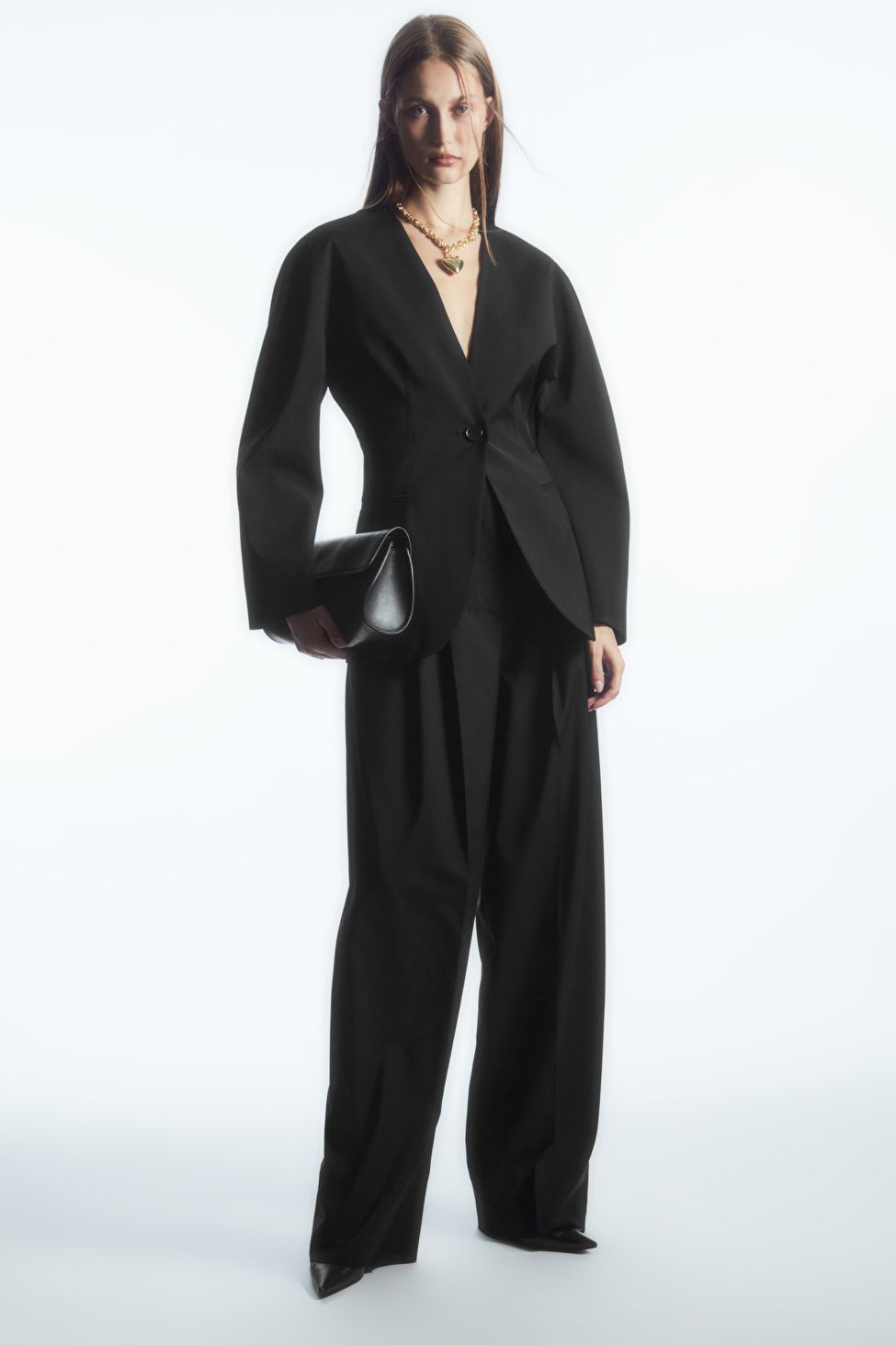 WIDE-LEG TAILORED WOOL TROUSERS - BLACK - COS | COS (EU)
